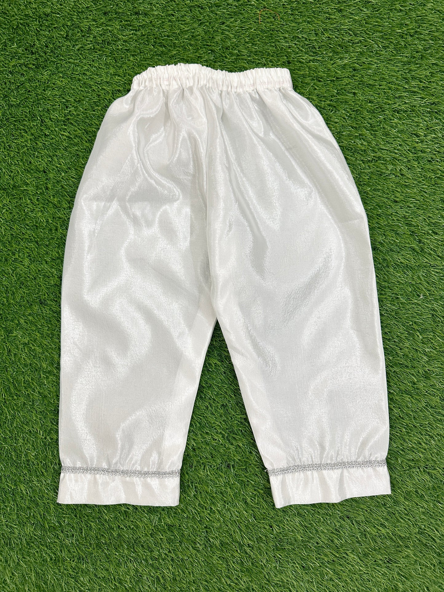 ✧ White Silver Net Sequin Gown with Silk Inner, Trouser & Net Dupatta