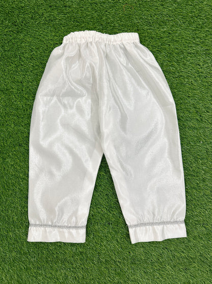 ✧ White Silver Net Sequin Gown with Silk Inner, Trouser & Net Dupatta