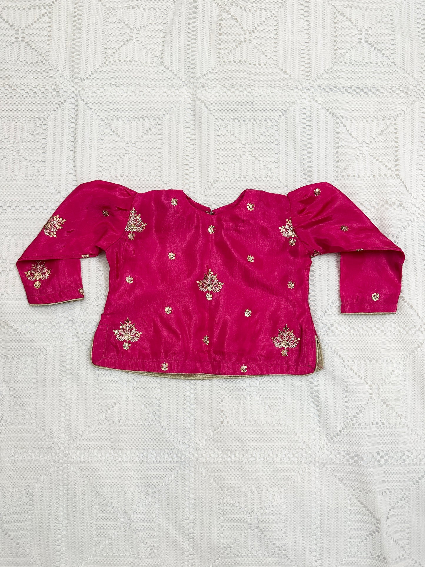 🌸 Pink Silk Choli with Orange Sequin Net Lehenga and Green Net Dupatta