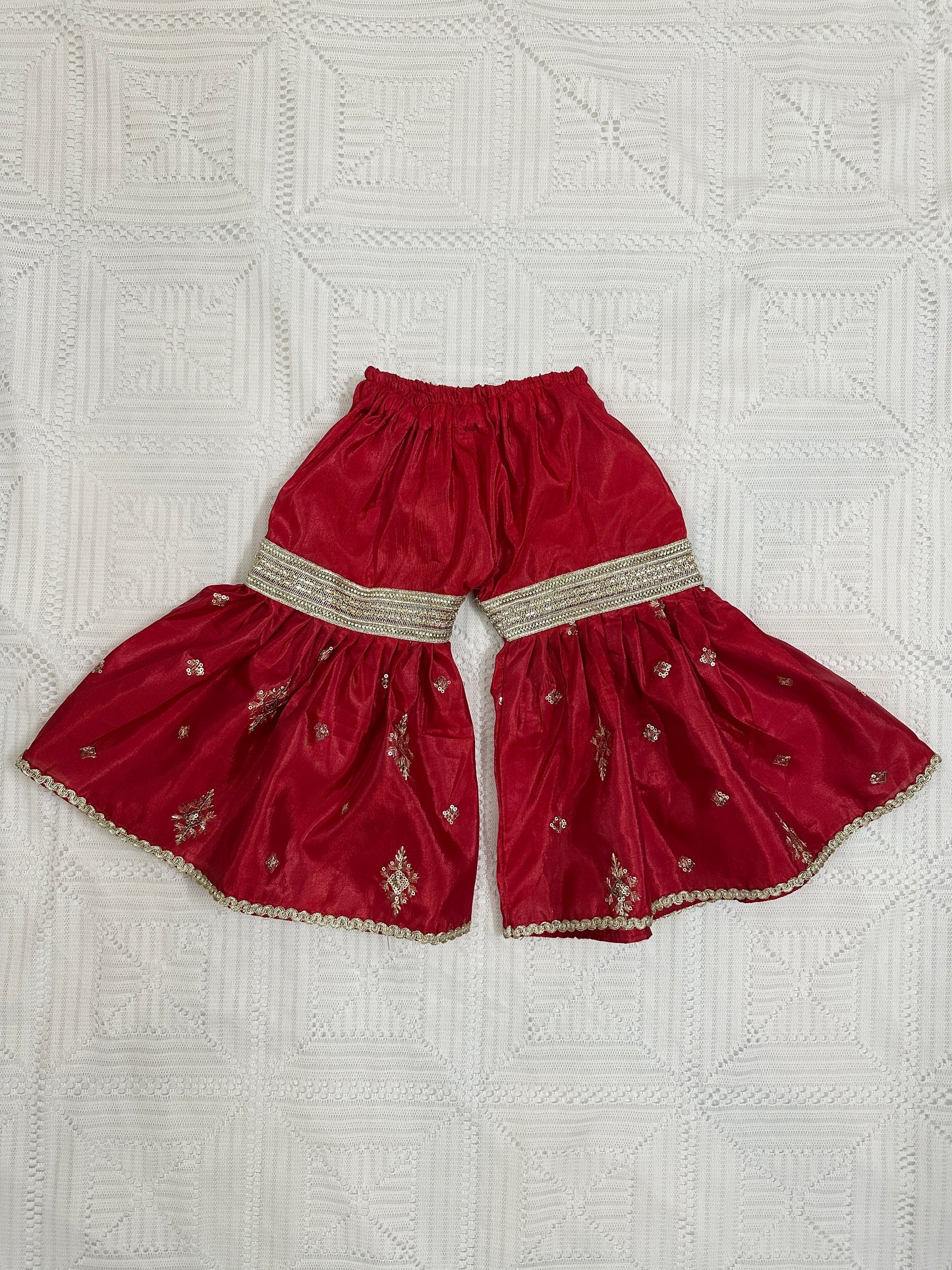 ❤️Red Silk Angrakha with Fancy Gharara and Net Dupatta