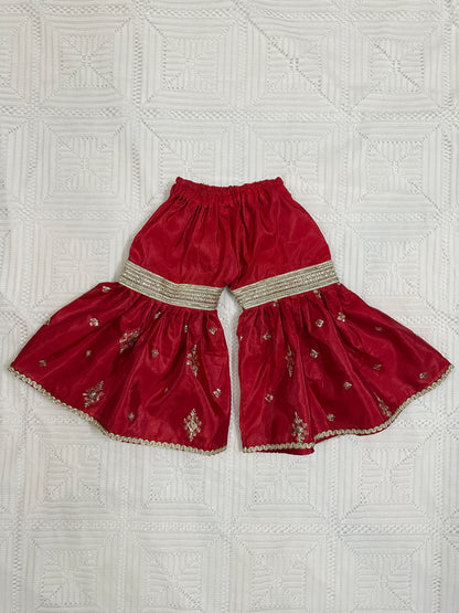 ❤️Red Silk Angrakha with Fancy Gharara and Net Dupatta