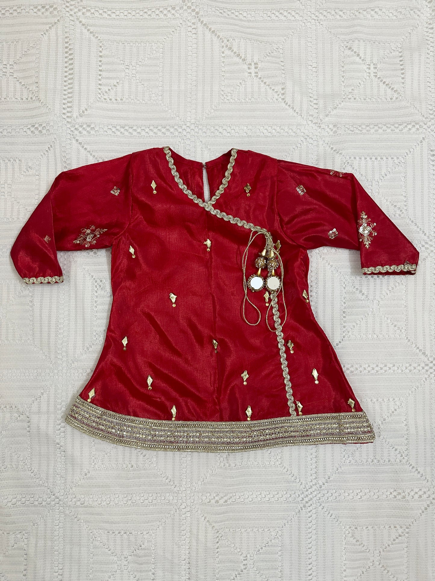 ❤️Red Silk Angrakha with Fancy Gharara and Net Dupatta