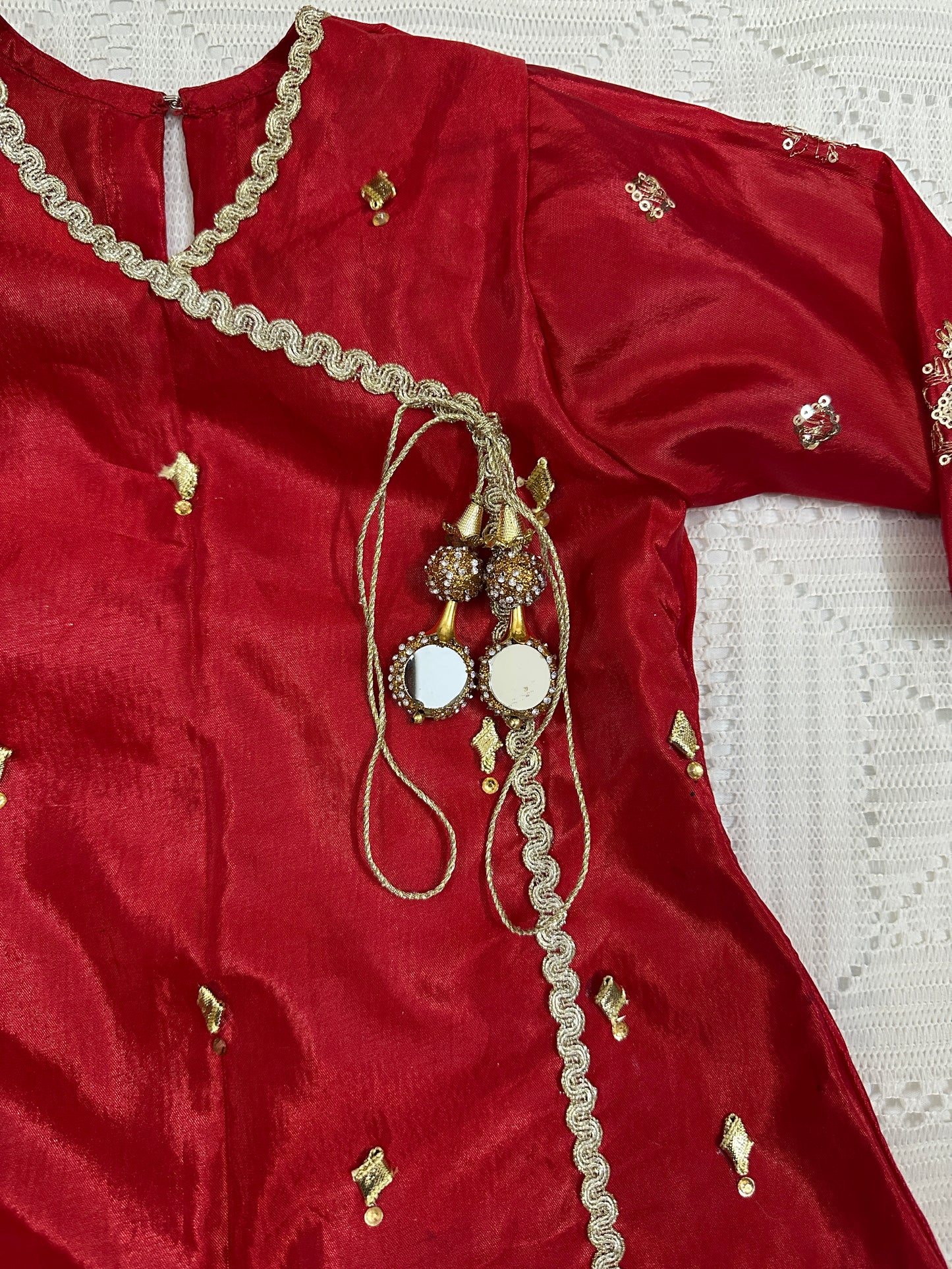 ❤️Red Silk Angrakha with Fancy Gharara and Net Dupatta