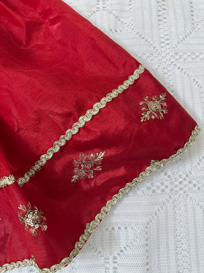 ❤️Red Silk Lehenga with Fancy Gown and Net Dupatta