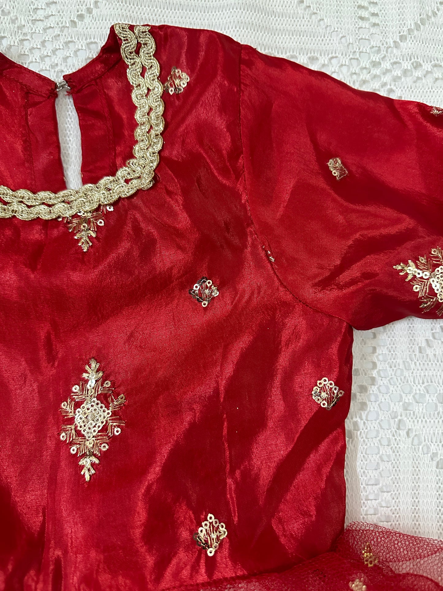 ❤️Red Silk Lehenga with Fancy Gown and Net Dupatta