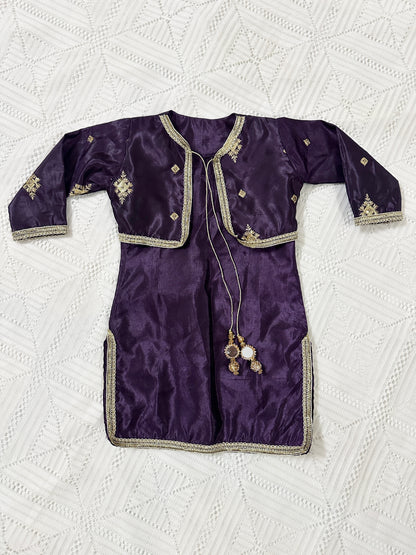 💜Purple Silk Fancy Koti with Inner and Farshi Shalwar