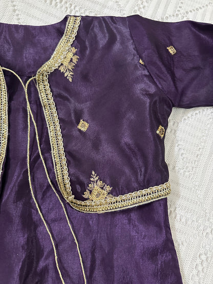 💜Purple Silk Fancy Koti with Inner and Farshi Shalwar