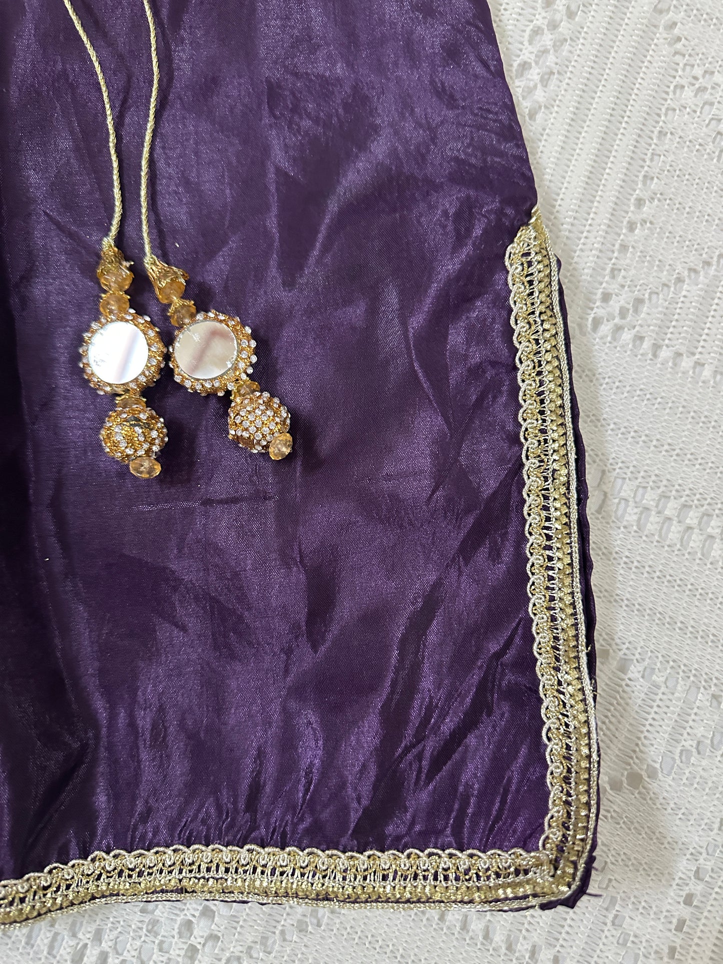 💜Purple Silk Fancy Koti with Inner and Farshi Shalwar