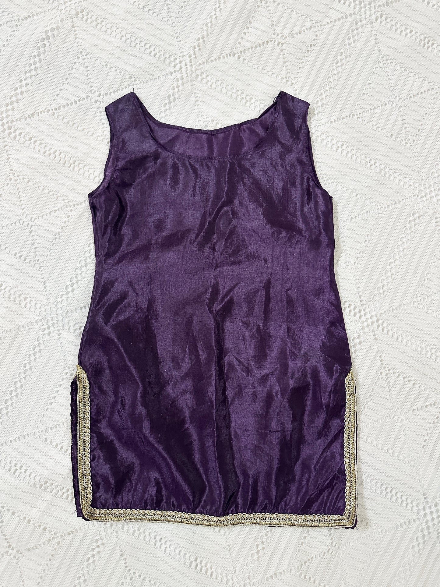 💜Purple Silk Fancy Koti with Inner and Farshi Shalwar