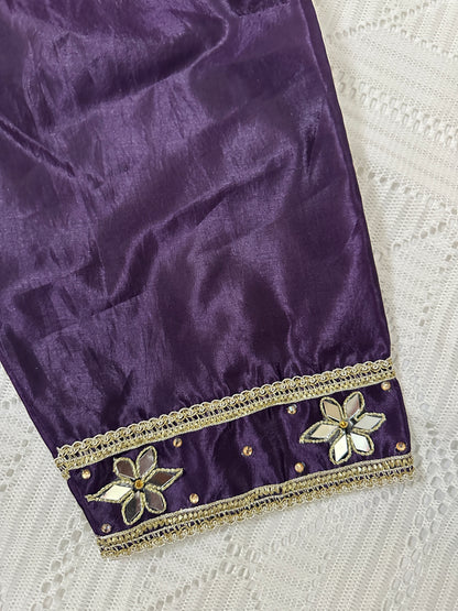 💜Purple Silk Fancy Koti with Inner and Farshi Shalwar