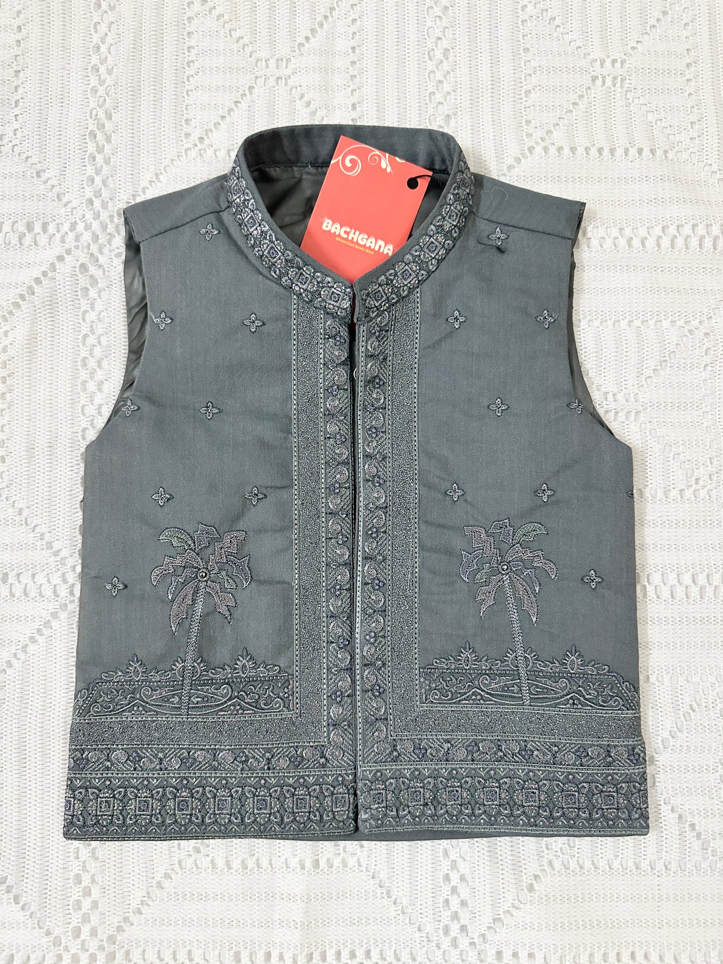 Light Grey Kurta Shalwar with Embroidered Waistcoat