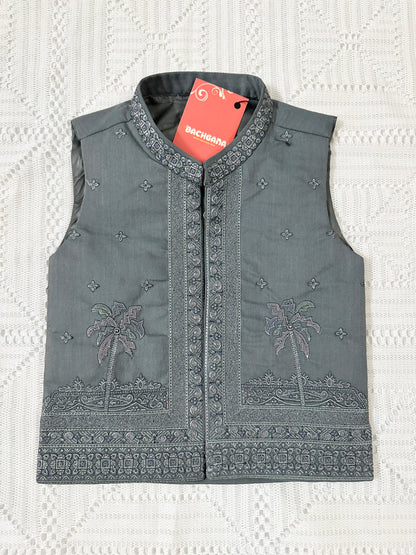 Light Grey Kurta Shalwar with Embroidered Waistcoat