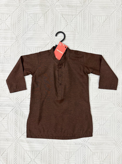 Brown Kurta Shalwar with Embroidered Waistcoat