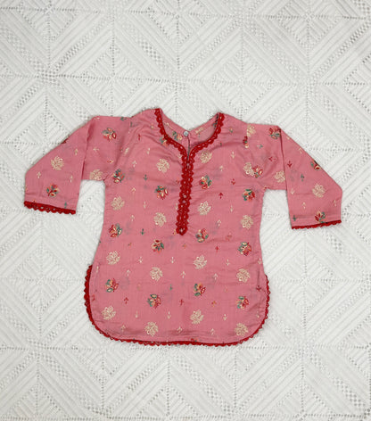 Pink Embroidered Shirt with Tulip Shalwar