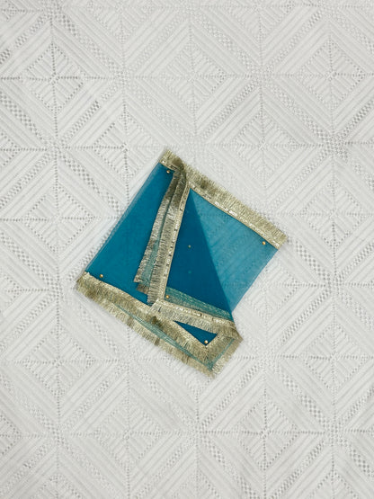 Blue Glittered Kurti with Farshi Shalwar and Dupatta - D2