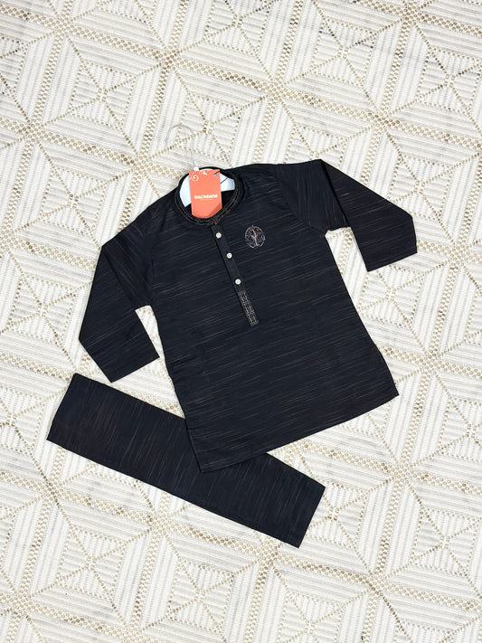 Black Self Print Kurta Shalwar