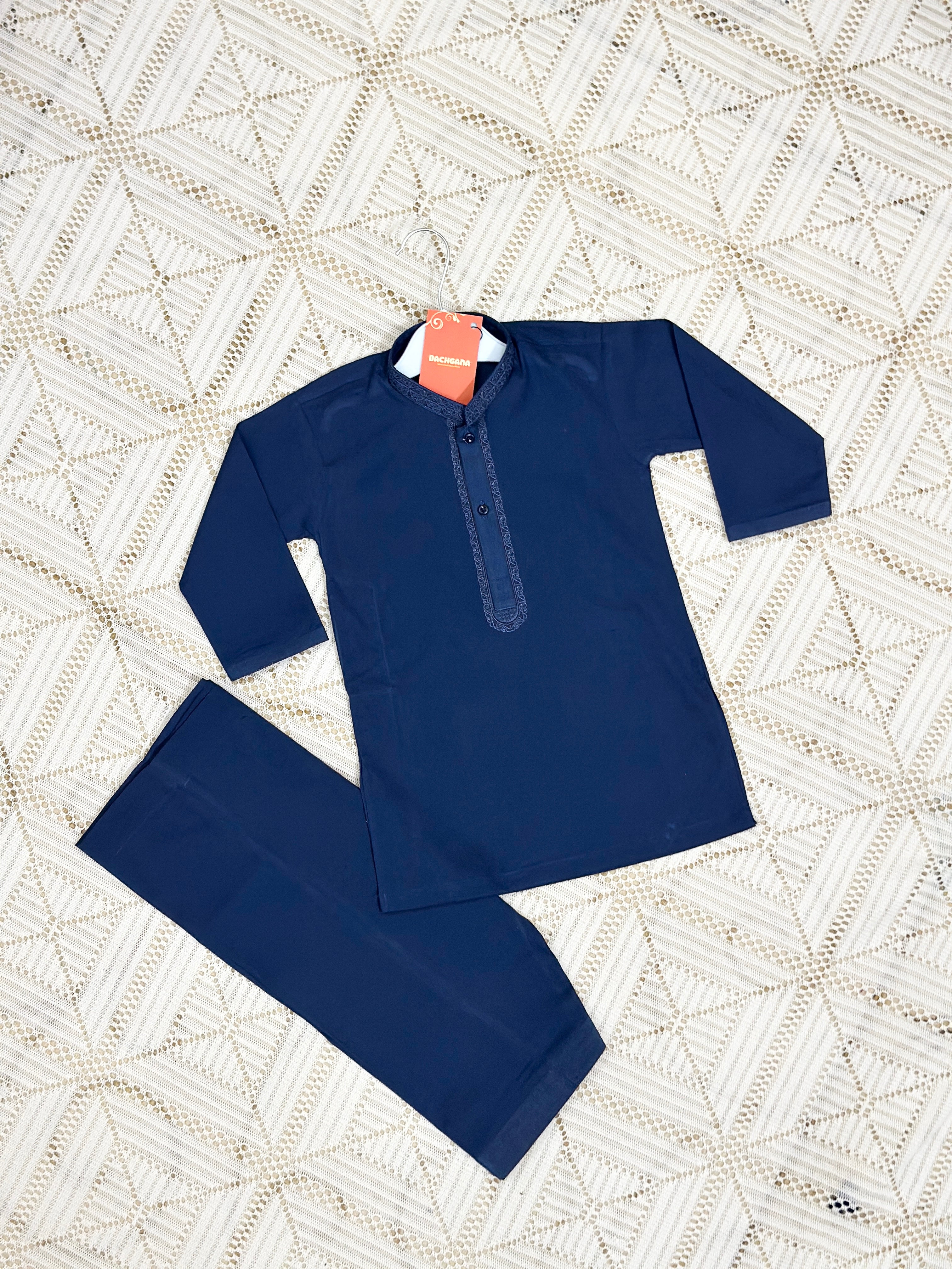 Navy Blue Embroidered Kurta Shalwar