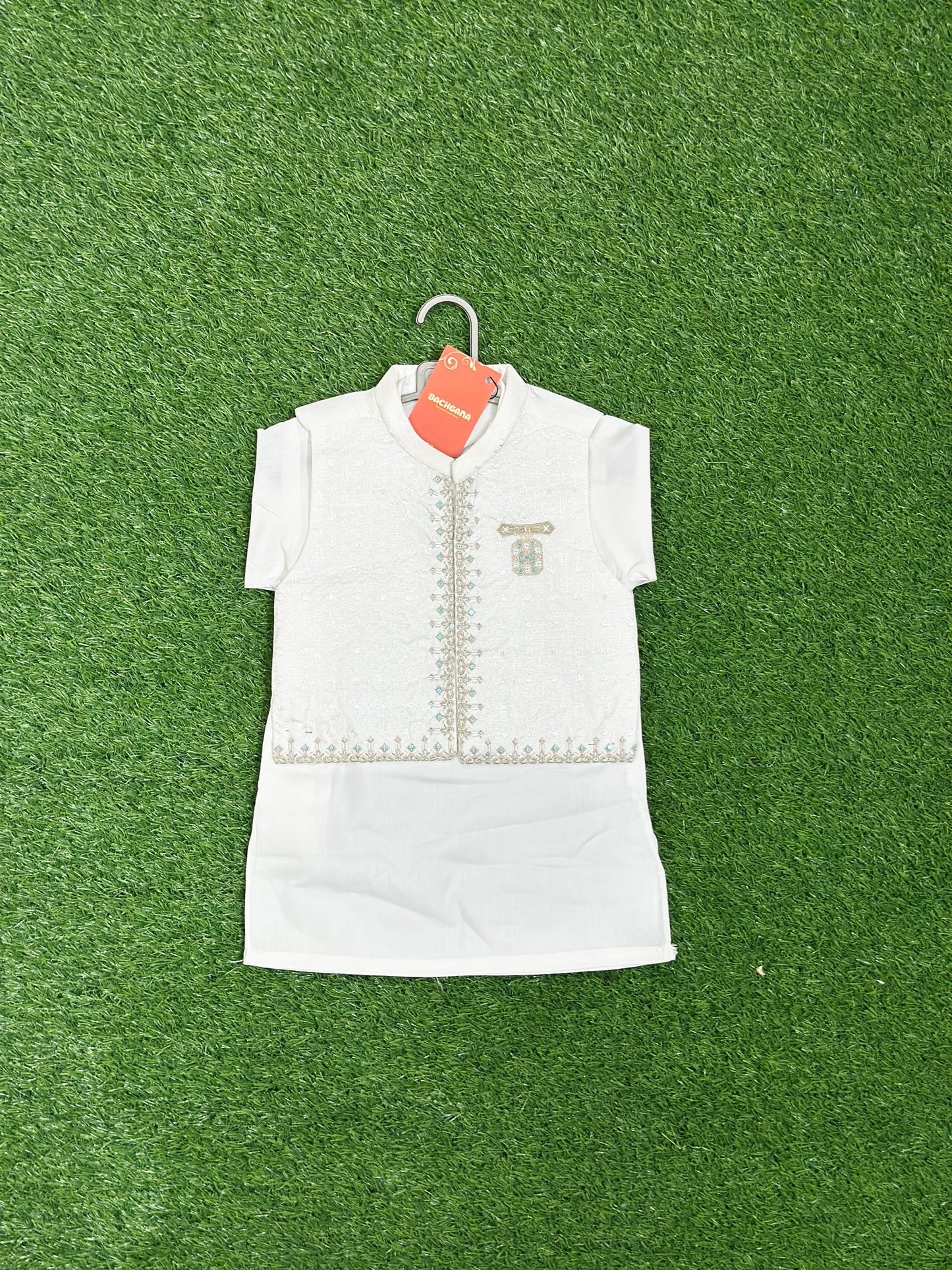 White Kurta Shalwar with Embroidered Fancy Waistcoat