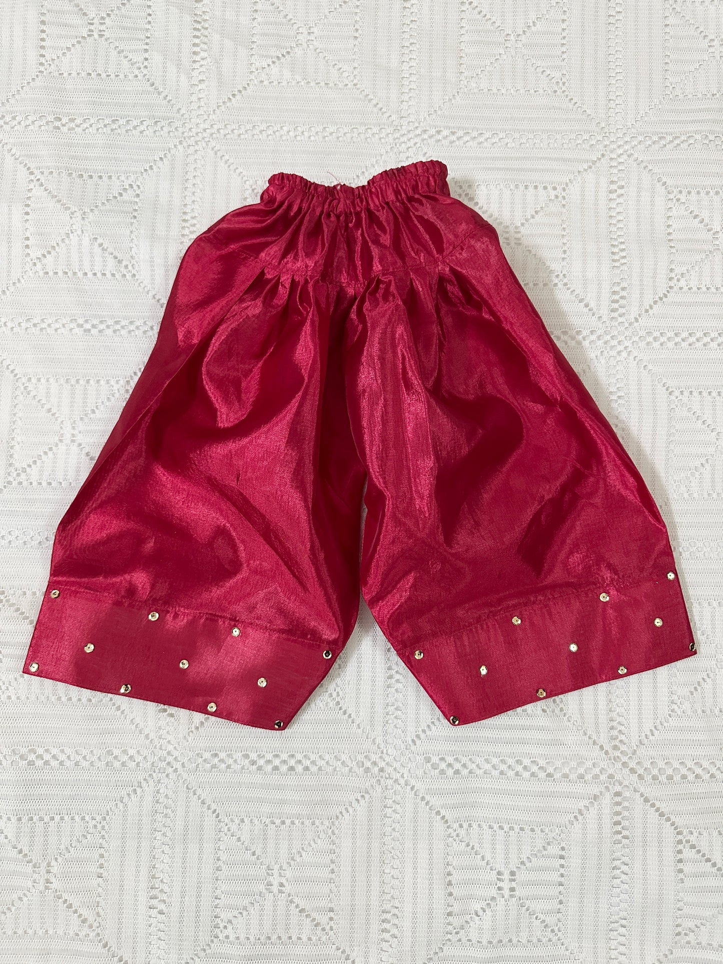 💖Bow Design Pink Silk Shirt with Farshi Shalwar and Organza Dupatta