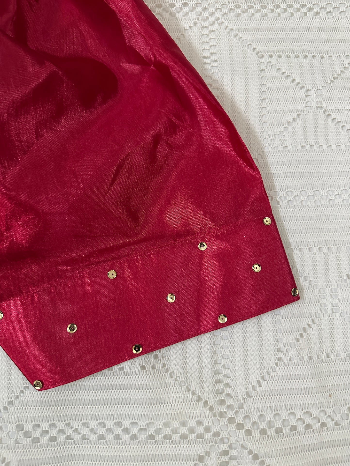 💖Bow Design Pink Silk Shirt with Farshi Shalwar and Organza Dupatta
