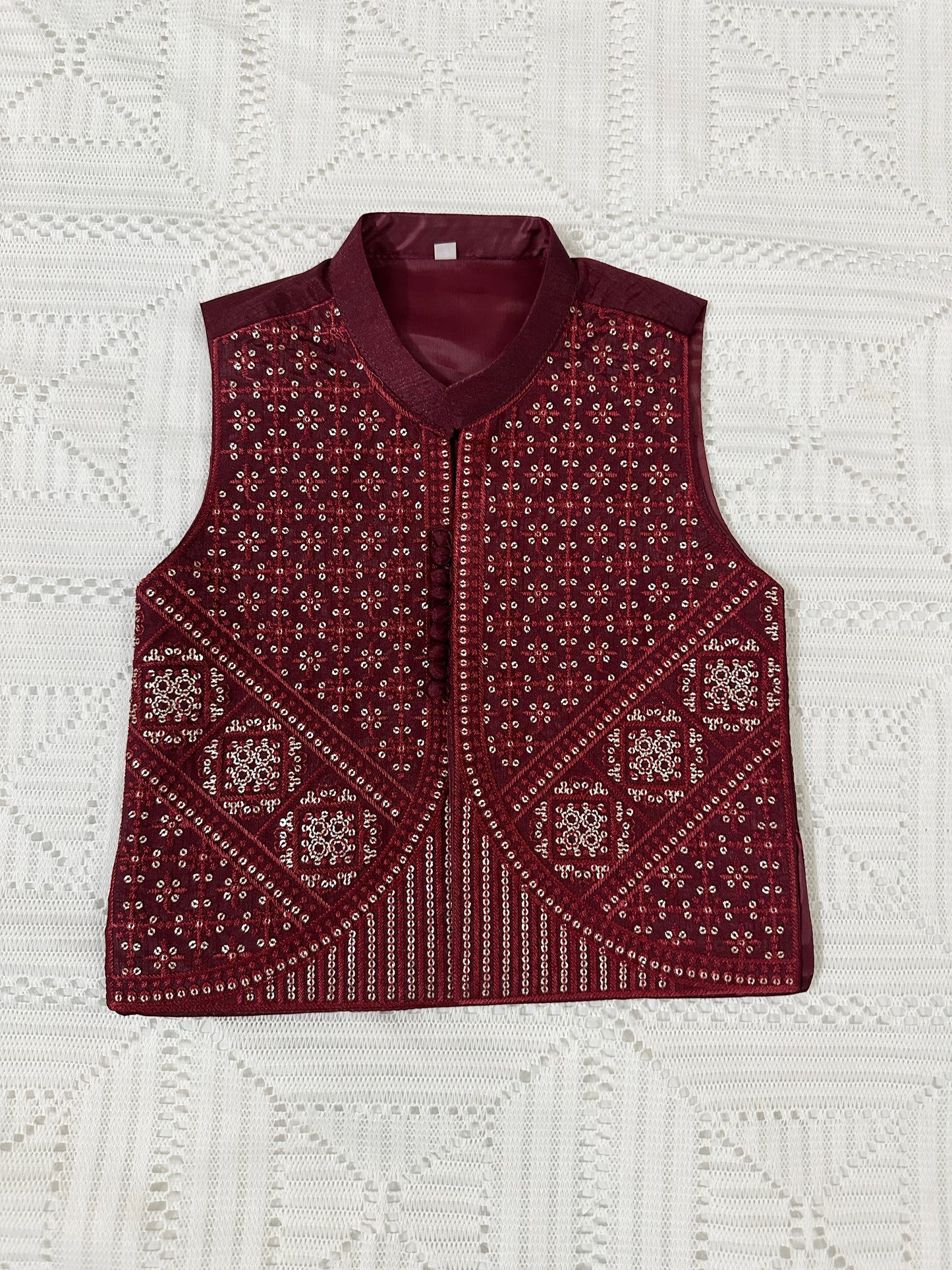 Maroon Kurta Shalwar with Fancy Waistcoat