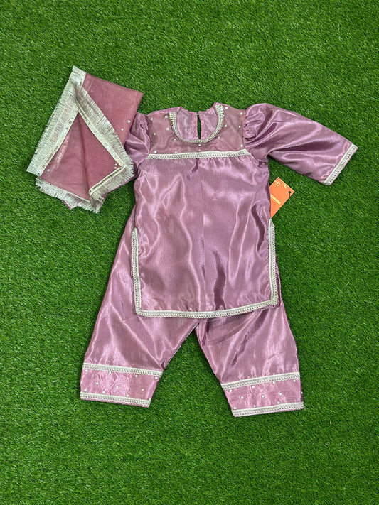 Lilac Silk Shirt with Farshi Shalwar and Dupatta