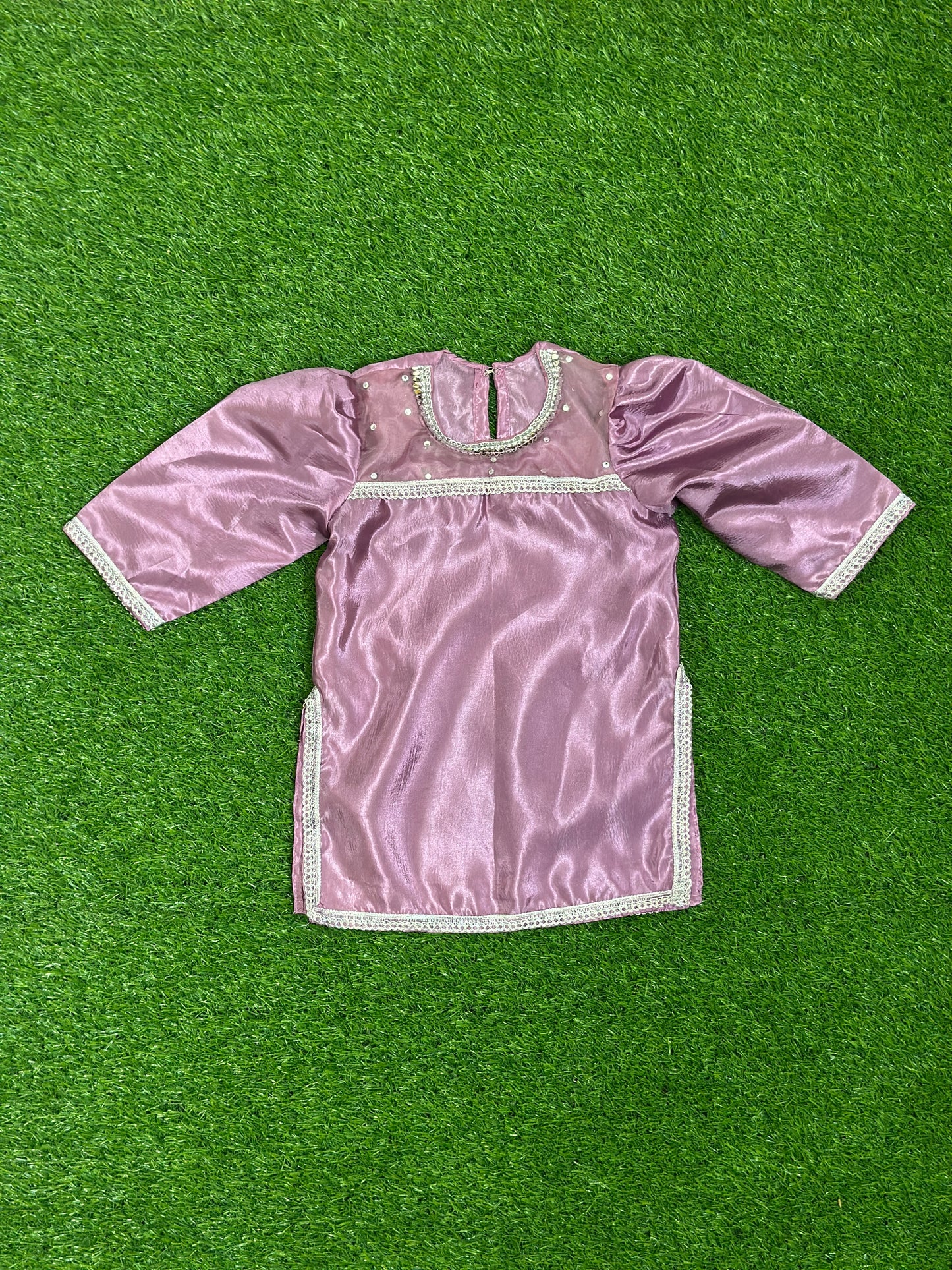 Lilac Silk Shirt with Farshi Shalwar and Dupatta