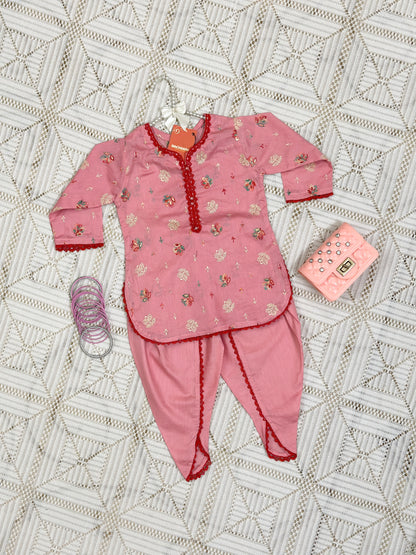 Pink Embroidered Shirt with Tulip Shalwar
