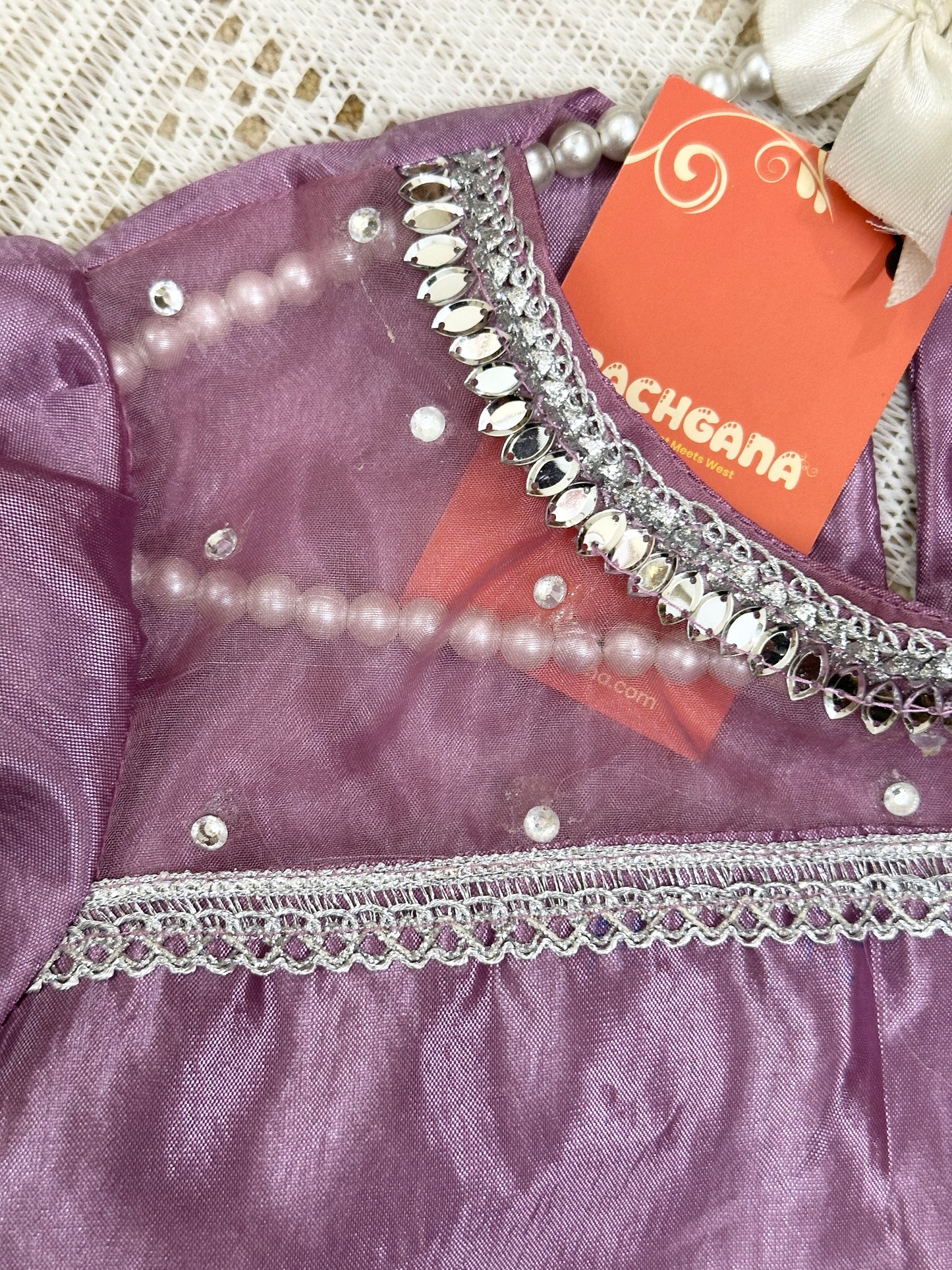 Lilac Silk Shirt with Farshi Shalwar and Dupatta