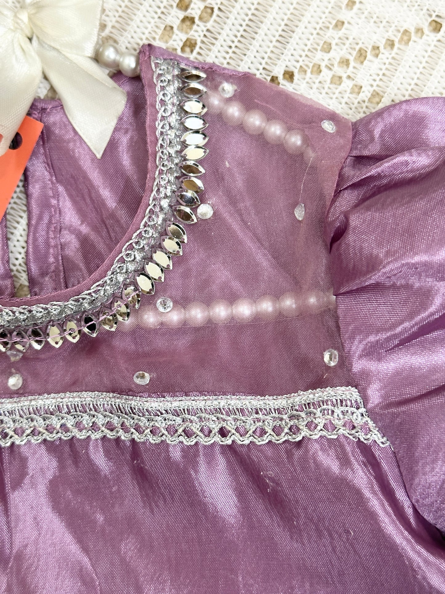 Lilac Silk Shirt with Farshi Shalwar and Dupatta
