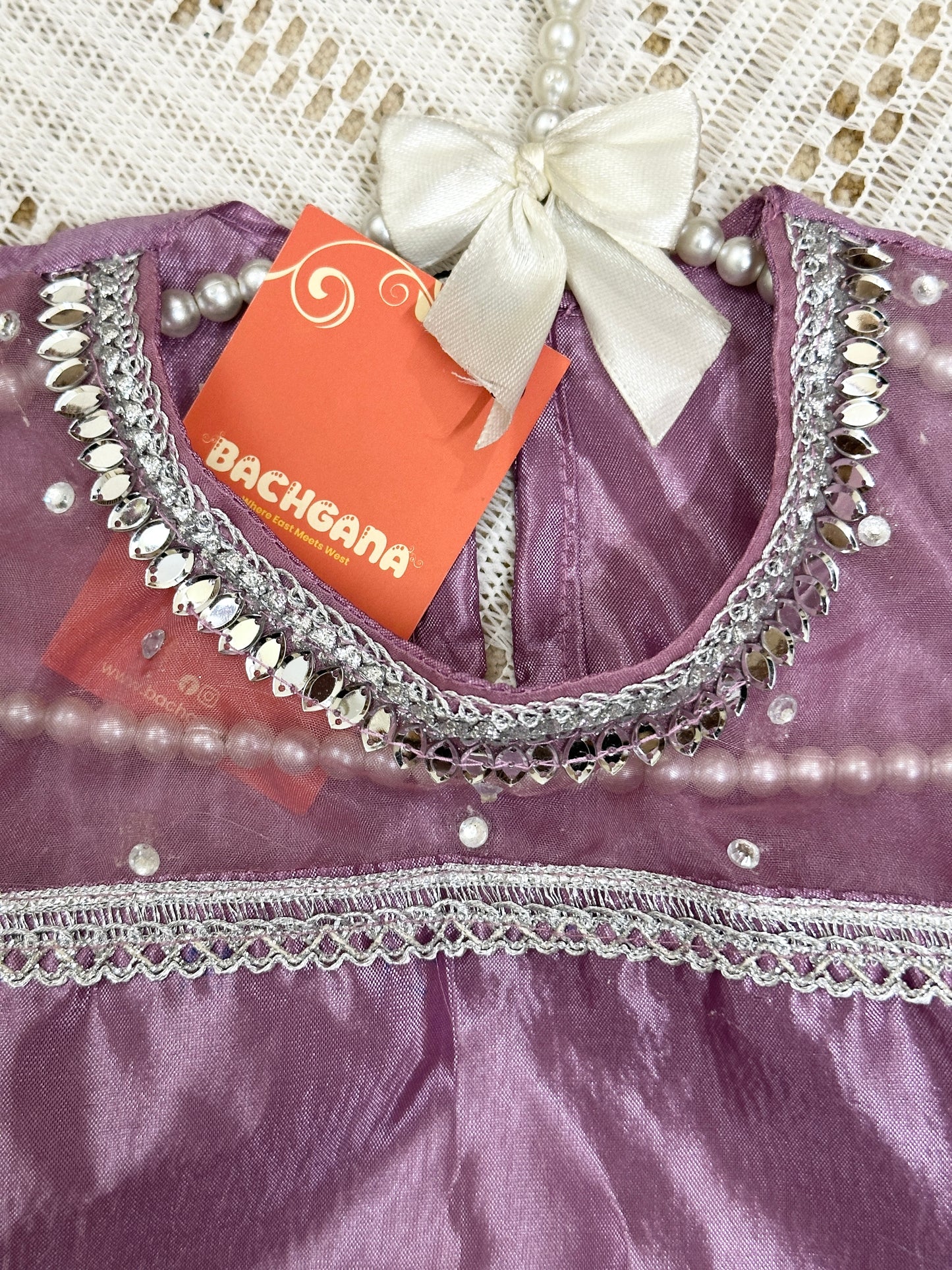 Lilac Silk Shirt with Farshi Shalwar and Dupatta
