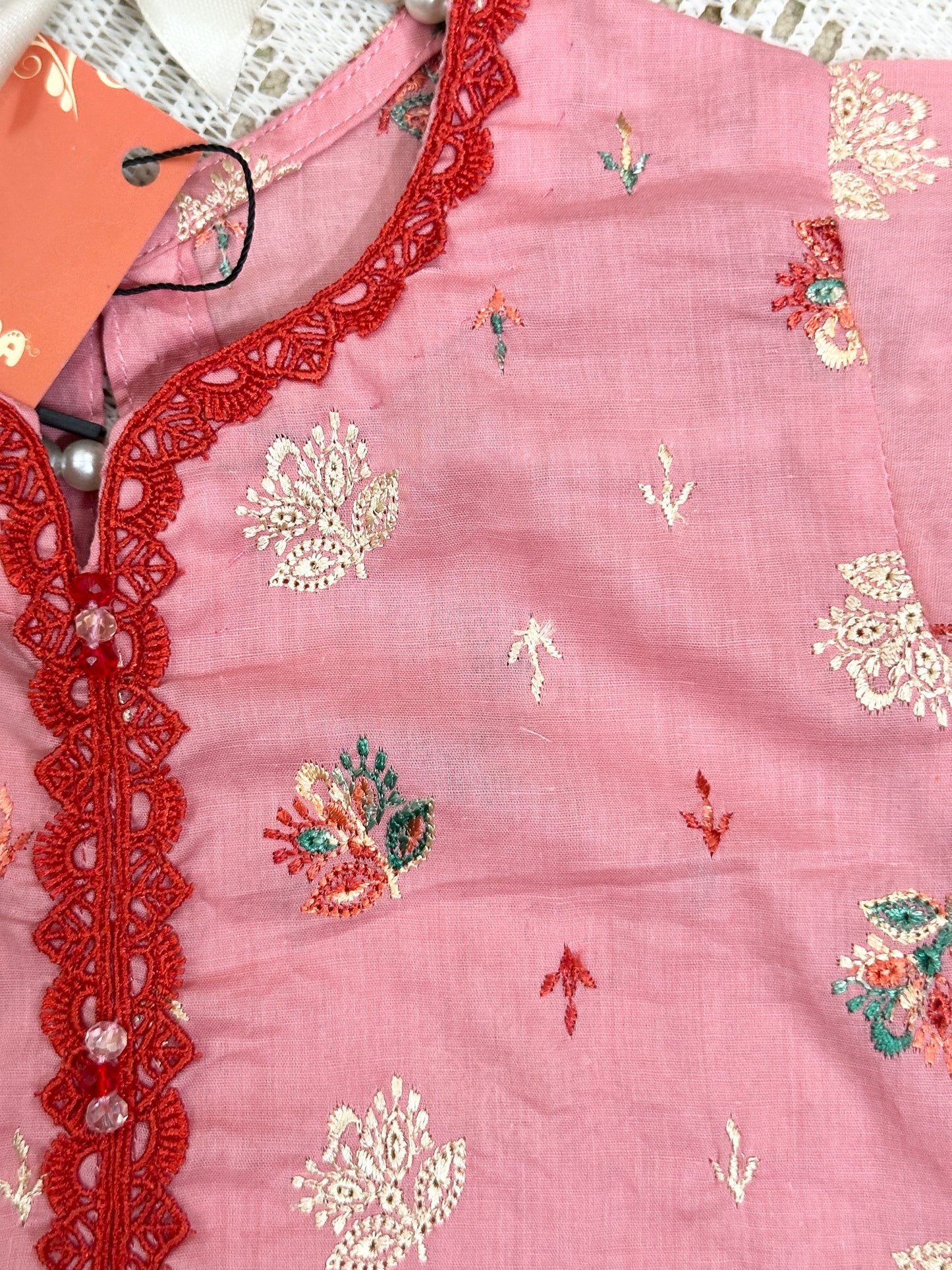Pink Embroidered Shirt with Tulip Shalwar