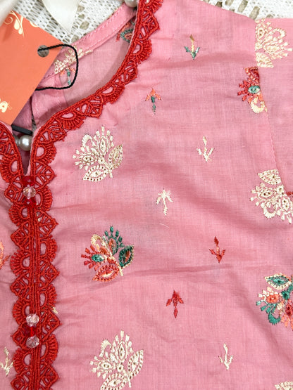 Pink Embroidered Shirt with Tulip Shalwar