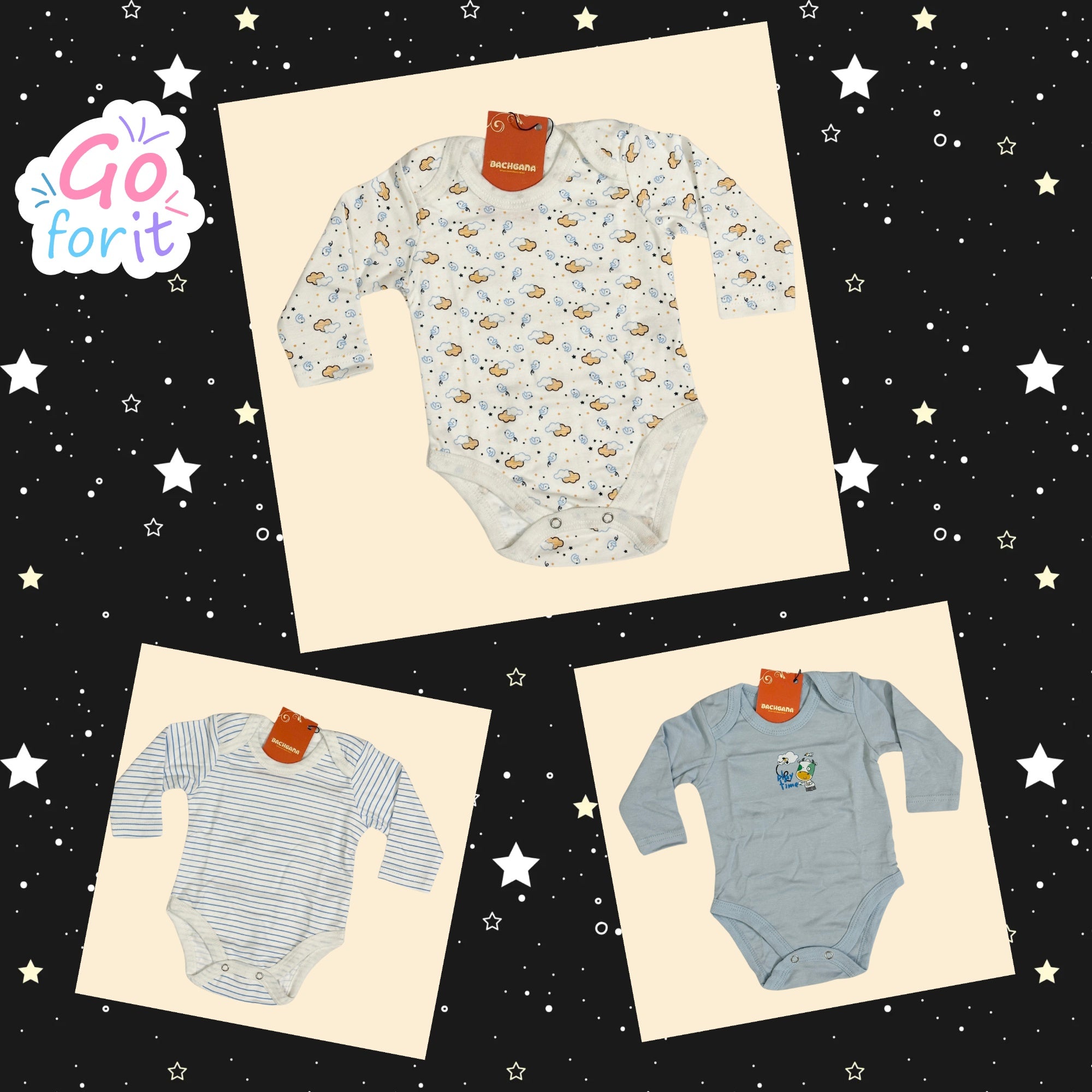 Play Time Design Bodysuits Pack (Pack of 3 pieces)